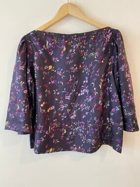 See by Chloé 100% Silk Blouse Floral Print Size 10 Bell Sleeve Bohemian Fairy
